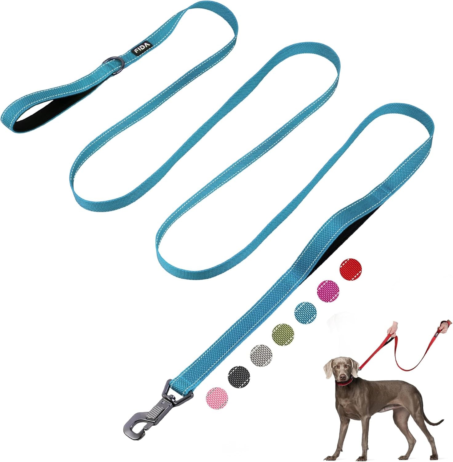6 FT Heavy Duty Dog Leash with 2 Comfortable Padded Handles